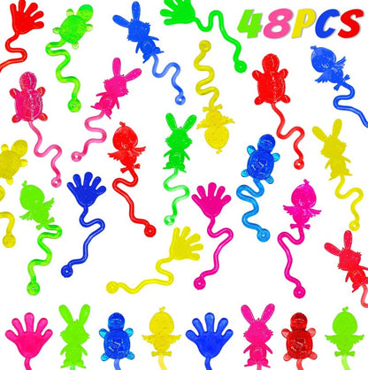 Voiiake Easter Egg Fillers & Basket Stuffer Essentials - 48Pcs Mini Sticky Toys Hands for Kids Teens Boys Girls, Bulk Party Favors Supplies , Treasure Box Toys for Classroom , Egg Hunt Party Supplies