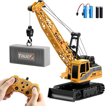 Dwi Dowellin Remote Control Crawler Crane for Boys11-Channel 2.4GHz RC Construction Crane Toy for Kids Age 3 4-7 8 9 10 Year Old