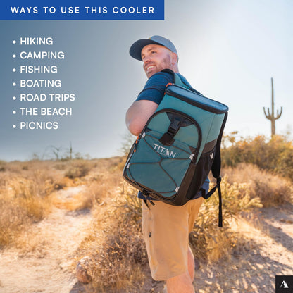 Titan Deep Freeze Backpack Cooler 24 Can Cooler Bag Insulation, Seagrass