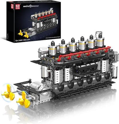 Mould King 10209 Aircraft Carrier Engine Building Sets Intelligent Chip Drive Engine Model Kit That Runs Build Your Own STEM Model Engine Gift for Age 14+/Adult Collections Enthusiasts (3222+ PCS)