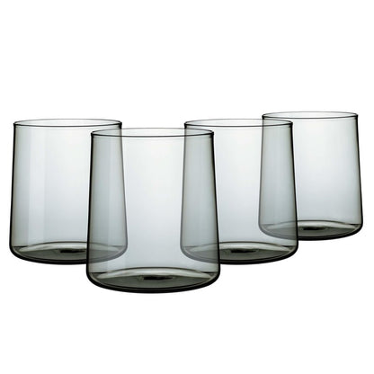 Joseph Sedgh Collection Smokey Grey Glass Tumbler Set of 4 – 16.5 oz Borosilicate Glassware – Durable, Lead-Free, Dishwasher Safe – Modern Grey Drinking Glasses for Home