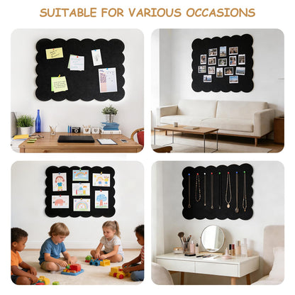 Felt Bulletin Board 36" x 24" Cork Board Alternative,Decorative Felt Pin Board Foldable Cork Boards for Walls Self-Adhesive Cork Board for Home Office Classroom Pin Board (Black)