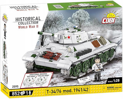 COBI Historical Collection WWII T-34/76 mod 1941/42 2-in-1 (PL/SOV) Tank Building Set 852 Pieces
