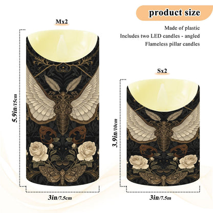 ALAZA Gothic Pattern Flameless Candles with Remote Timer,LED Flickering Battery Operated Electric Pillar Tea Light Candles for Wedding Table Christmas Decorations 3" x3.9"