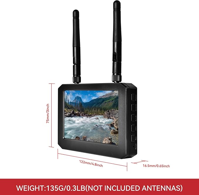 FPV Monitor for FPV Camera- 5.8Ghz 4.3 FPV Display Screen with DVR 40CH Receiver 800x480 IPS Display Built-in Battery for RC Hobby FPV Drone RC Car FPV VTX Goggles