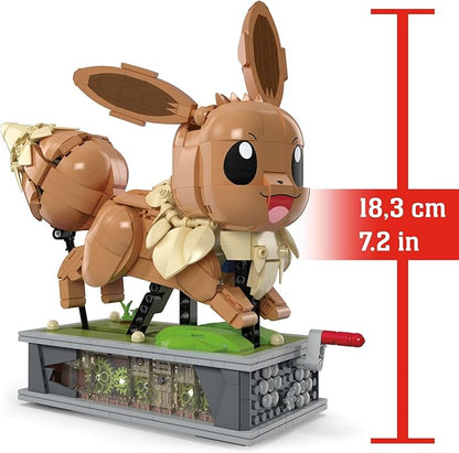 MEGA Pokémon Action Figure Building Set Motion Eevee with 1366 Pieces Turn Crank for Running Movement Build &amp Display Toy for Collectors
