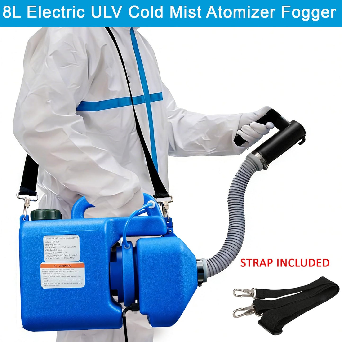 LONYEON 8L Electric ULV Cold Fogger Machine with Backpack Mist Atomizer, Adjustable Flow Rate, Large Area Spraying for Home Indoor Outdoor