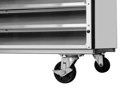 KoolMore Commercial Stainless-Steel Upright Freezer with Reach-In Self-Close Glass Doors, 6 Storage Shelves, Heavy-Duty Caster Wheels, Frost-Free Temperature Control - 47 Cu.Ft [Silver] (RIF-2D-GD)