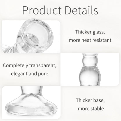 Inweder Glass Taper Candle Holders - Cute Candlestick Holders, 20Pcs Clear Candle Stick Candle Holder, Modern Tapered Candlestick Holders for Standard Candles for Wedding Christmas Home Decor