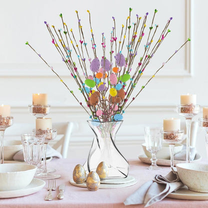 Draupnir 48PCS Artificial Easter Spray Vine, Pastel Easter Eggs and Berries, Easter Egg Twig Branches, Easter Egg Branches for Easter Home Decoration and Flower Arrangement