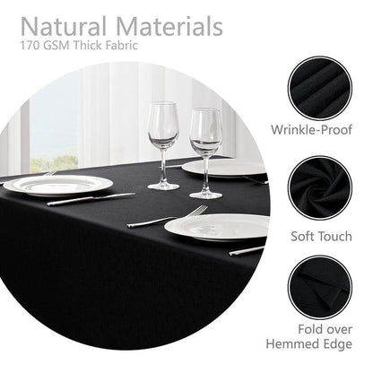 Veblandy Rectangle Tablecloth Waterproof 60x144 inch Linen Textured Table Cloth Stain and Wrinkle Resistant Washable, Decorative Fabric Table Cover for Dining, Party and Camping, Black