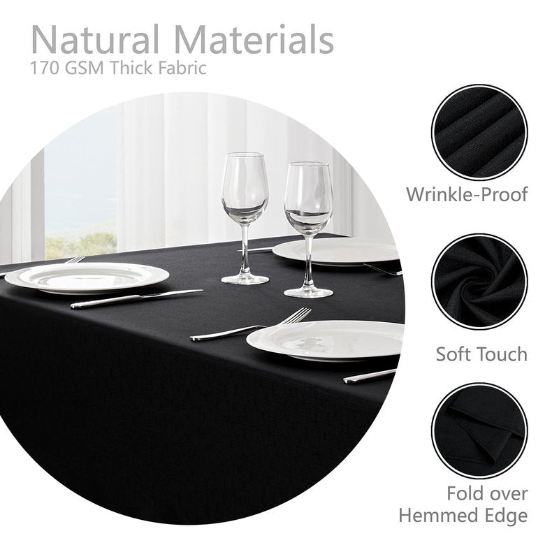 Veblandy Rectangle Tablecloth Waterproof 52x70 inch Linen Textured Table Cloth Stain and Wrinkle Resistant Washable, Decorative Fabric Table Cover for Dining, Party and Camping, Black