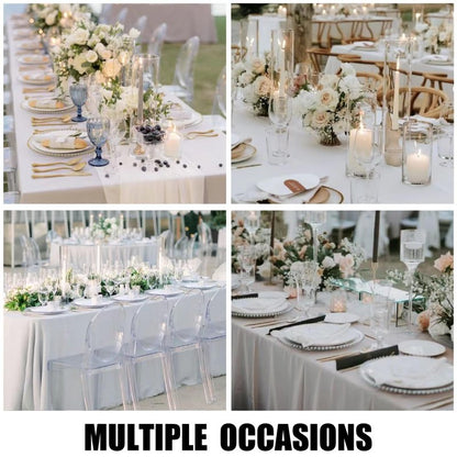 RAINISH 8 Pack White Table Cloth 60 x 102 Inch Polyester tablecloths for 6 Foot Rectangle Tables, Stain and Wrinkle Resistant Washable Fabric White Table Covers for Parties, Wedding, Banquet, Dining