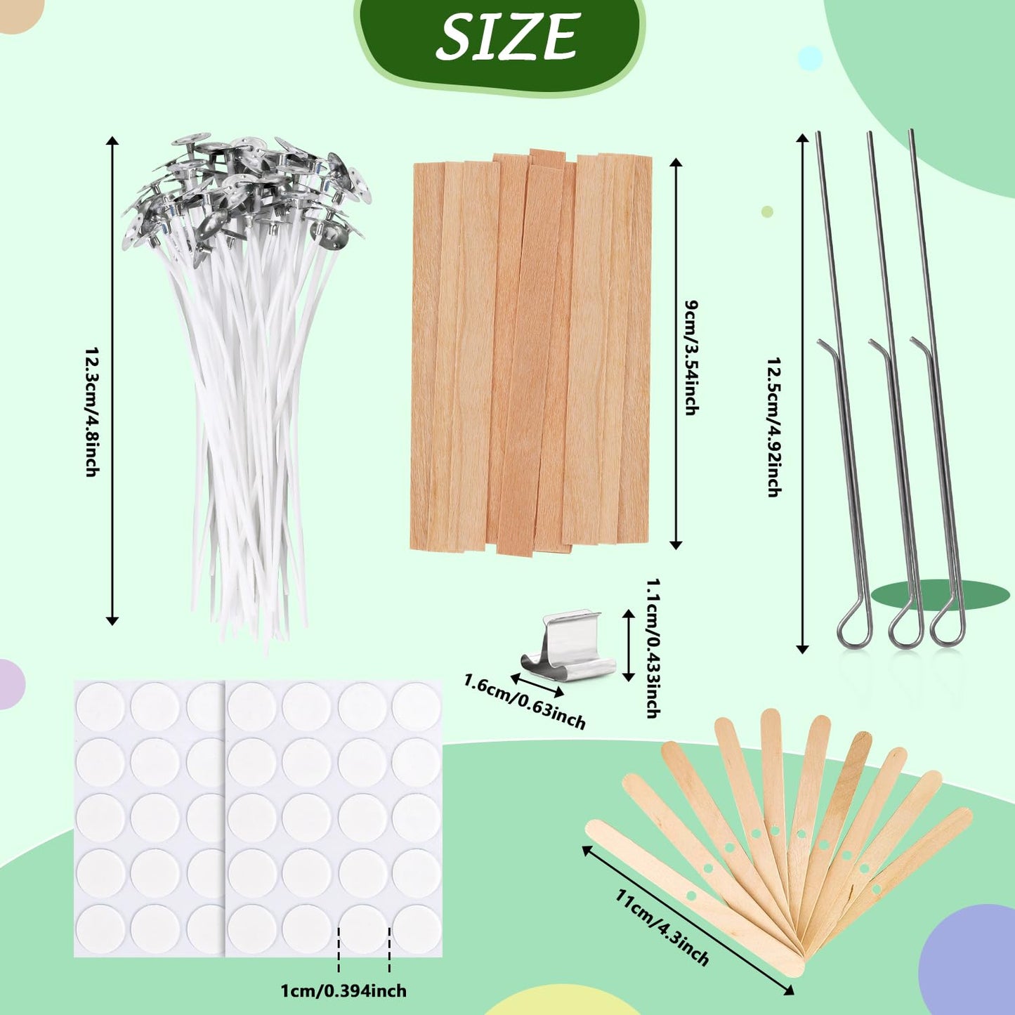 BlingFun Candle Making Supplies Kit - Natural Cotton & Wooden Wicks with Stickers, Sustainers, Holders for Soy Wax, Beeswax, Coconut Wax DIY Candle Making Supplies (Pack of 6)