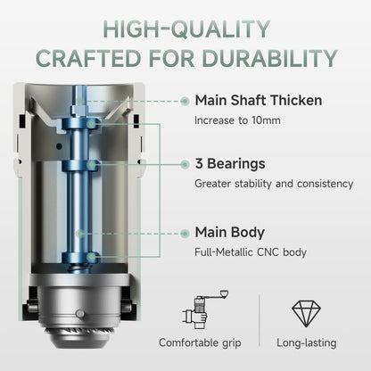 STARESSO D9 Manual Coffee Grinder, SwiftClean System | 0.008mm Ultra-Precise Adjustment | Professional Hand Grinder for Espresso, Pour Over (Starlight)