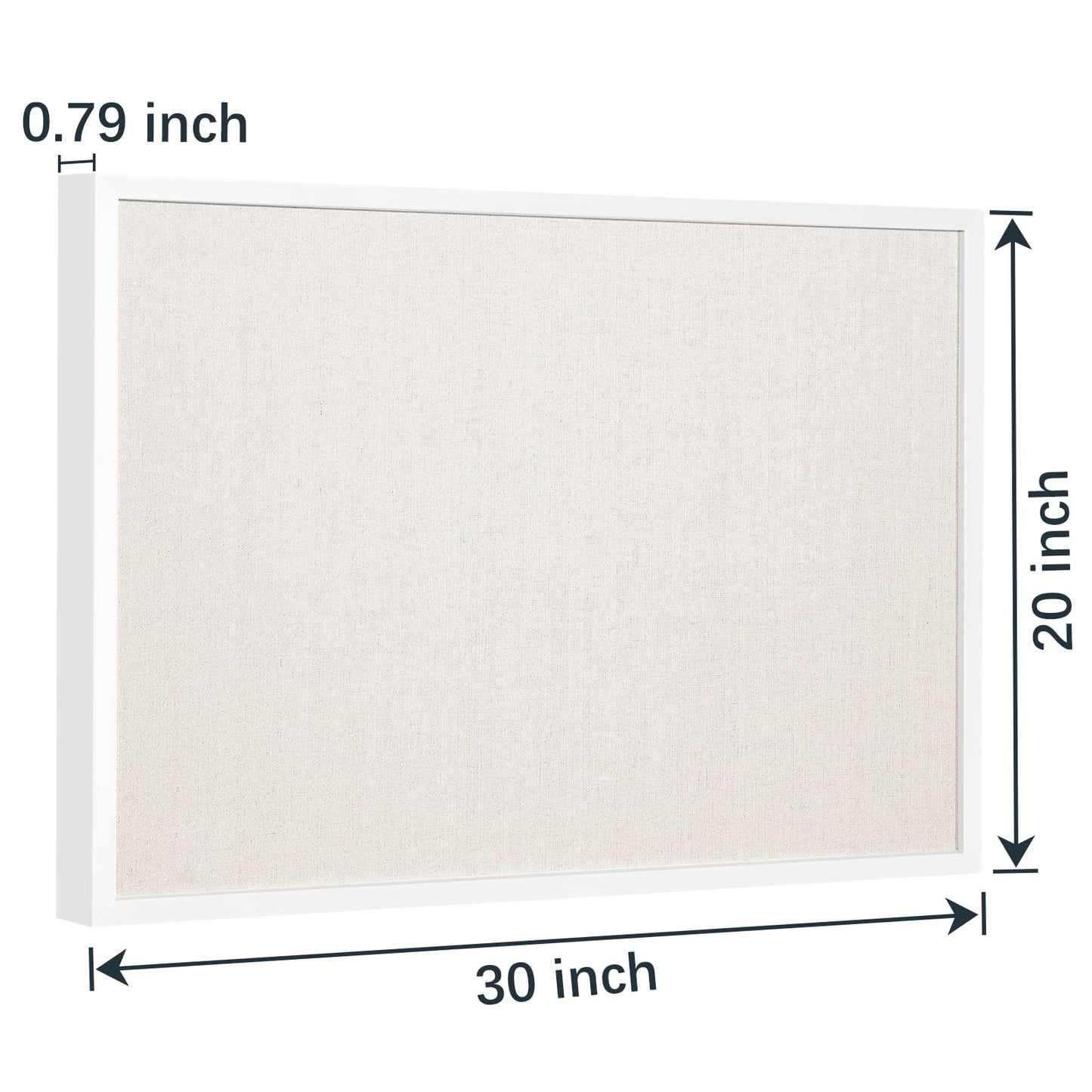 OWLKELA 20'' x 30'' Linen Bulletin Board, White Framed Corkboard, White Oak Frame Linen Cork Board, Vision Board and Decorative Hanging Pin Board