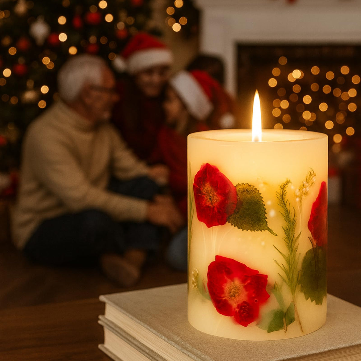 Rosy Rings Essence of Christmas Botanical Candle | Luxury Aromatherapy Long Lasting Candle Home Decor Gifts Notes of Eucalyptus, Balsam Fir, Cedarleaf, Pine Cone, Vetiver Burn Time 120 Hours 5.5" H
