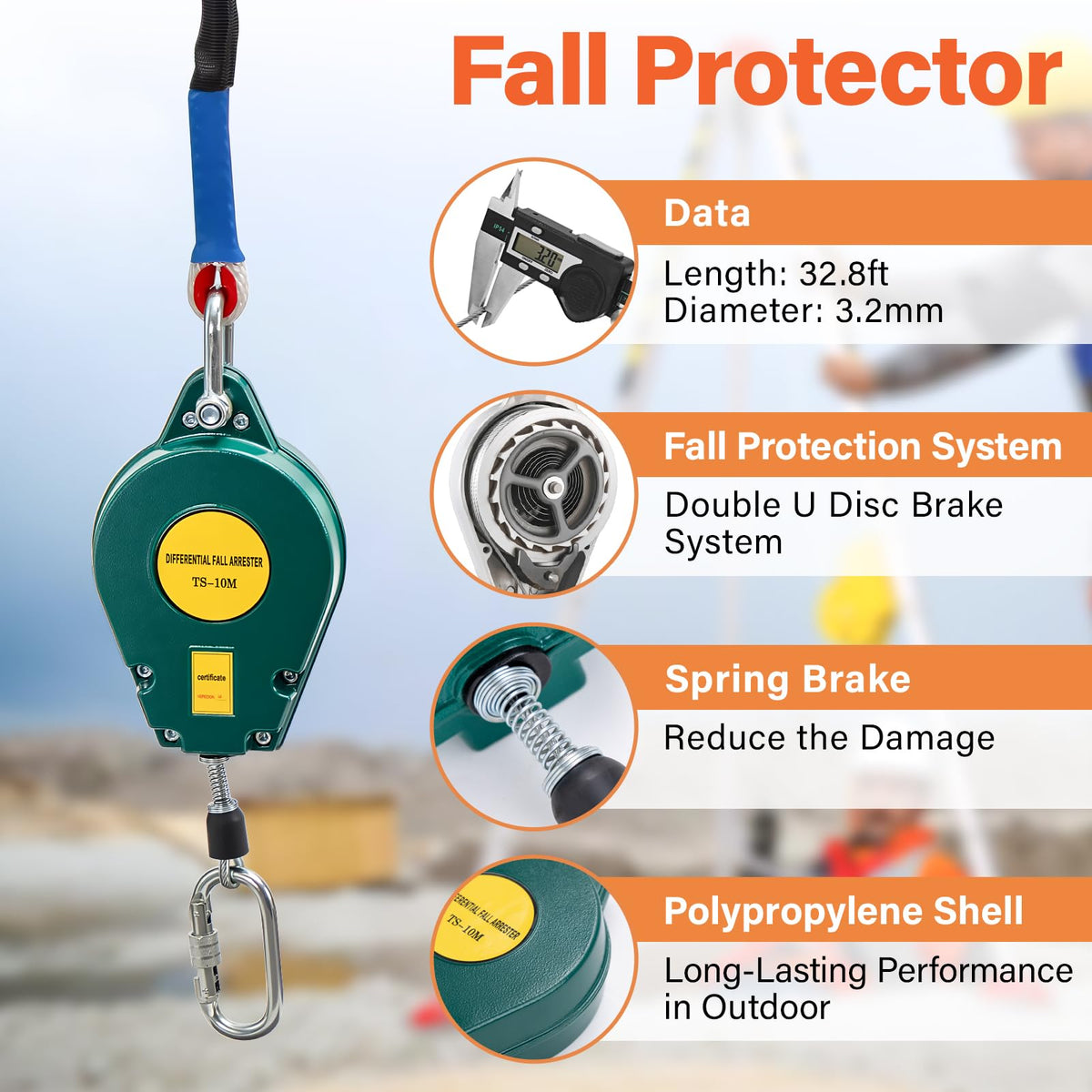 TRSMIMA Confined Space Tripod Kit - Heavy Duty Rescue Tripod Lifting Hoist 1200LBS Winch| 7'Adjustable Legs| 98' Cable Portable Tripod Kit| 32.8' Fall Protection| 4.4-7.02ft Working Height