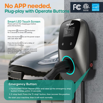 NexCyber Level 2 EV Charger(WiFi APP/Plug-Play), 48A Nema 14-50p, 25ft Cable ETL Certified, Home Level 2 EVSE Car Charger w/ J1772 Connector, Electric Vehicle Charging Stations (46)