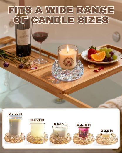 Loyipu Geometric Glass Candle Holder for 3-Wick Candles – 6in Large Crystal Candle Tray for Large Jar Candles, Scented Candles & Diffusers (Crystal Iridescent)