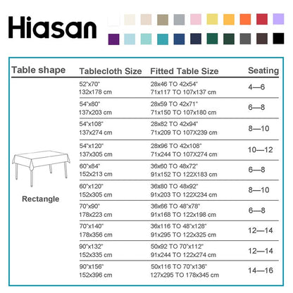 Hiasan White Rectangle Tablecloth - Waterproof Washable Polyester Fabric Table Cloth for Buffect Dining Birthday Party Wedding, 54 x 80 Inch
