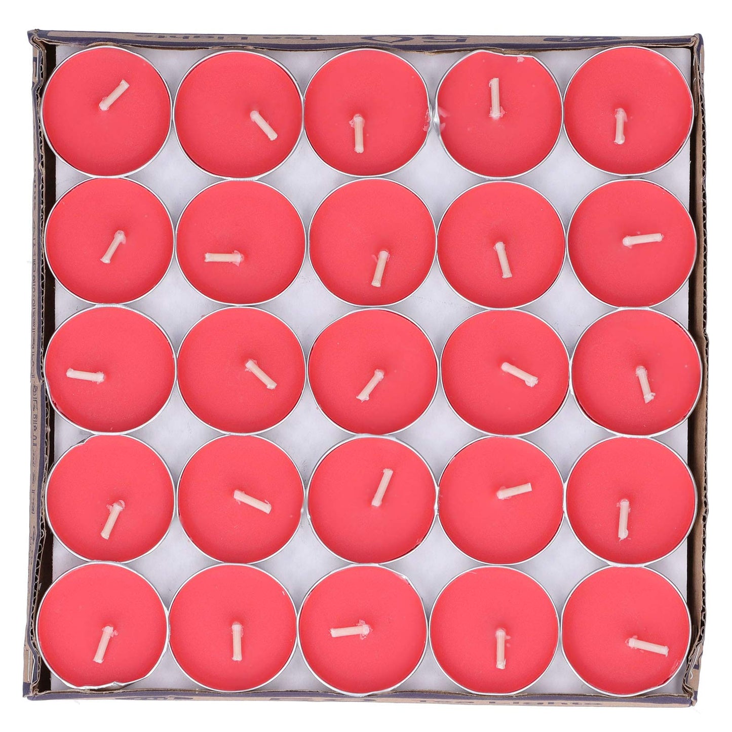 CDQL 50Pcs Tea Light Candles Smokeless Scented Tea Light Candles Round Candles Smokeless Scented Candles Aluminum Alloy Shelled Round Candles Wedding Anniversary Party Supplies (Red), Default