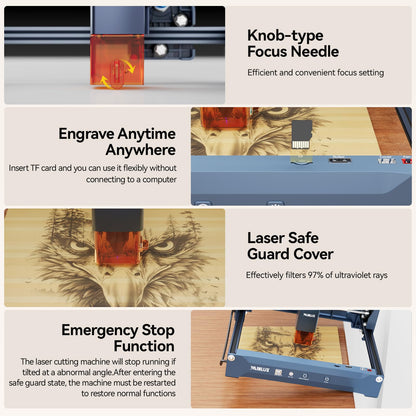 Laser Engraver,WAINLUX X2 5W Laser Engraver Machine with Air Assist, 5000mm/min High Precision Engraving Area 200 * 150mm DIY Laser Cutter and Engraver for Wood|Leather|Acrylic|Glass|Class1