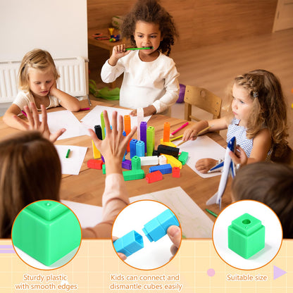 100 pcs red Linking Cubes for Math Counting Cubes manipulatives Plastic Counting Block Manipulative Learning Supplies for Educational Activities (Red)