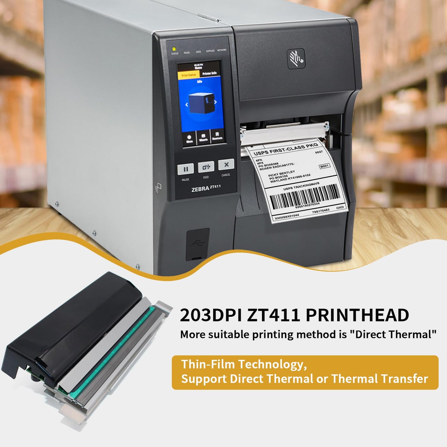 P1058930-009 New Printhead for Zebra ZT410 ZT411 Thermal Barcode Printer OEM Replacement 203dpi