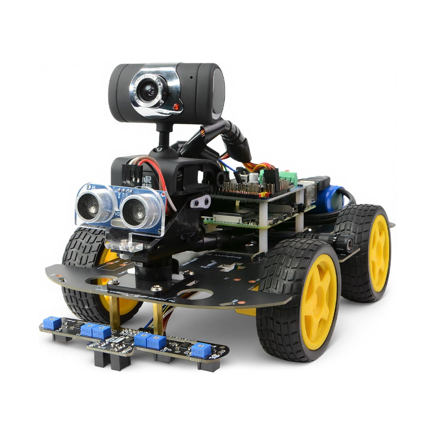 YonPhsy Smart Robot Car Kit with Raspberry Pi 4B/5, Open Source Python, AI Visual Recognition Line Tracking Obstacle Avoidance, Electronic DIY Kit Programming Robotic Gifts (with Raspberry Pi 5 4G)
