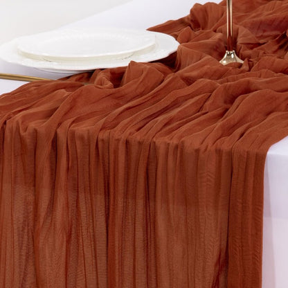 Socomi 15pcs Terracotta Fall Thanksgiving Cheesecloth Table Runner Boho Rustic Gauze 120 inch 10FT Cheese Cloth Runner for Wedding Party Baby Shower Birthday Home Decor Holiday Decorations
