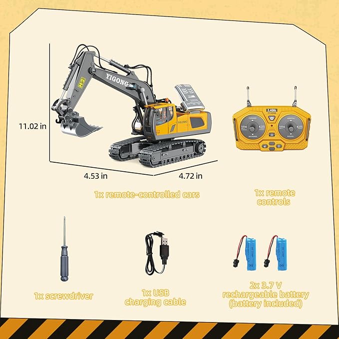 Remote Control Bulldozer - 11 Channel RC Dozer Front Loader Toy with Light and Sound - 1/24 Full Construction Vehicle Toys for Kids Age 6 7 8 9 10 and Up Years Old