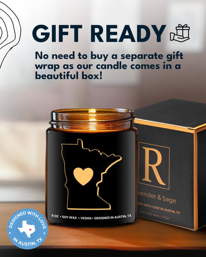 Minnesota Candle, Thoughtful Minnesota Themed Souvenirs & Gifts for Men and Women, Unique State Gifts, Best Sentimental Gift for Moving Away, Ideal for Birthday, Christmas, Graduation, Gift Ready