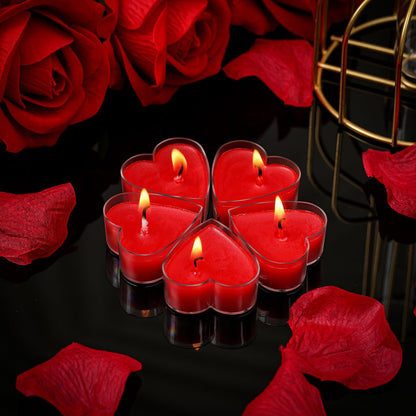 Tisancy 12 Pcs Low Temperature Candles, Red Heart Low Heat Candles Romantic Valentine's Day Gifts for Women, Body Safe Wax Dripping Play Smokeless Unscented Tea Lights for Anniversaries, Home Decor