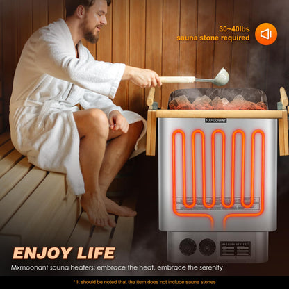 Mxmoonant Sauna Heater, 6KW 220V Electric Sauna Heaters Stove Dry Steam Sauna Bath for Home Hotel Spa Max. 300 Cu.ft with Sauna Hygrothermograph