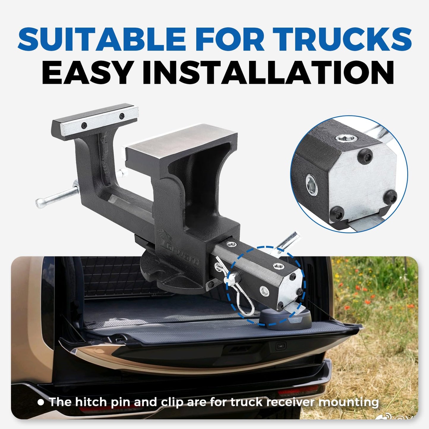Forward 1705A 6-Inch Hitch Vise Truck Bench Vise Mount Trailer Fits 2" Hitch Receiver