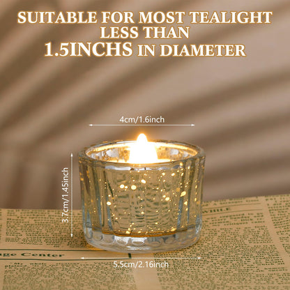 Mumufy 100 Pcs Glass Tealight Candle Holder Ribbed Votive Candle Holder for Centerpiece Wedding Proposal Spa Aromatherapy Meditation Home Decor (Silver)