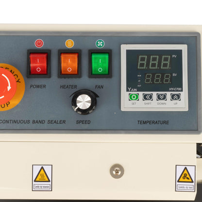 U.S. Solid Continuous Bag Band Sealer Sealing Machine, Automatic Horizontal Band Sealer with Digital Temperature Control for 0.02-0.08mm PVC Bags Films Stamp Coding