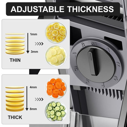 QYKIC Safe Mandoline Slicer Vegetable Chopper Potato Food Cutter,Thickness Adjustable 0.1-8 mm Veggie Dicer Kitchen Chopping Artifact for Fast Meal prep (White)