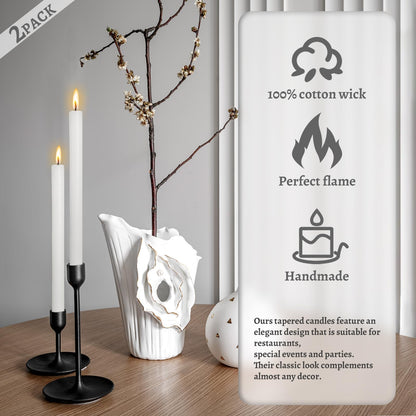 Unscented Long Spiral Taper Candle Handmade Dripless White 10 Inch Smokeless Tall Twisted Candlesticks Elegant Wave Design for Home Wedding Festive Décor