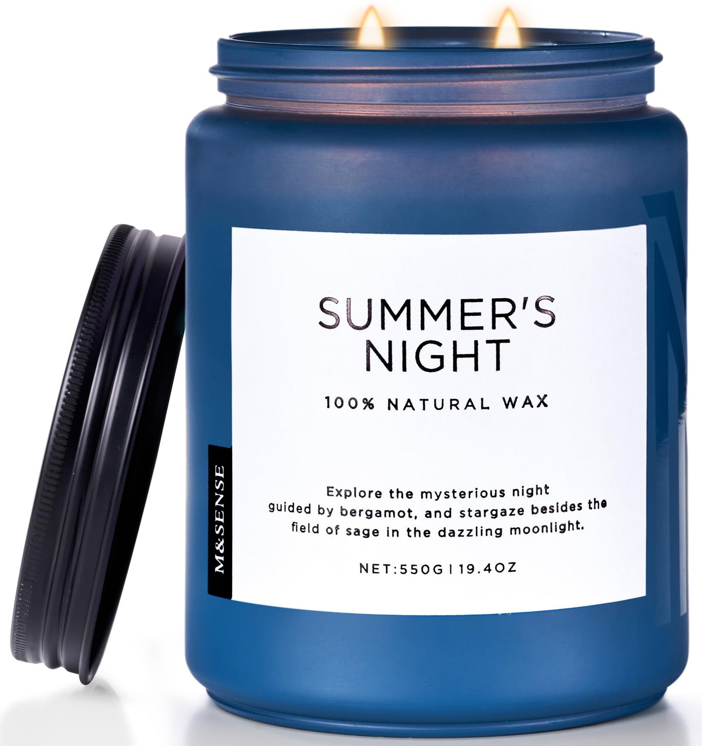 M&SENSE Summer's Night Scented Candles for Home, 19.4oz Large Natural Organic Soy Candles, 110 Hours Long Lasting, Non Toxic Clean Burn, Strong Manly Romantic Scent for Bath Stress Relief Relaxation