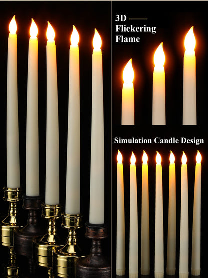 Funtery 48 Pcs Flameless LED Taper Candles Battery Operated Candles Bulk Realistic LED Candlesticks Flickering for Wedding Church Graduation Party Home Decor(Ivory,Classic Style)