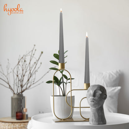 Hyoola Tall Taper Candles - 12 Inch Dark Grey Dripless, Unscented Dinner Candle - Paraffin Wax with Cotton Wicks - 10 Hour Burn Time (Pack of 12)