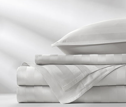 Pure Bamboo King Sheets - Luxuriously Soft & Cooling 100% Organic Viscose Bed Sheet Set | Jacquard White, 2-Year Quality Promise