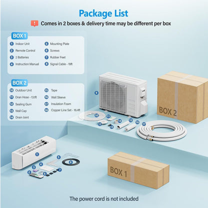 11500 BTU Wifi Enabled Mini Split Air Conditioner & Heater, 17 SEER2 208/230V Inverter Ductless Wall AC Unit with Pre-Charged Condenser, Heat Pump & Installation Kit