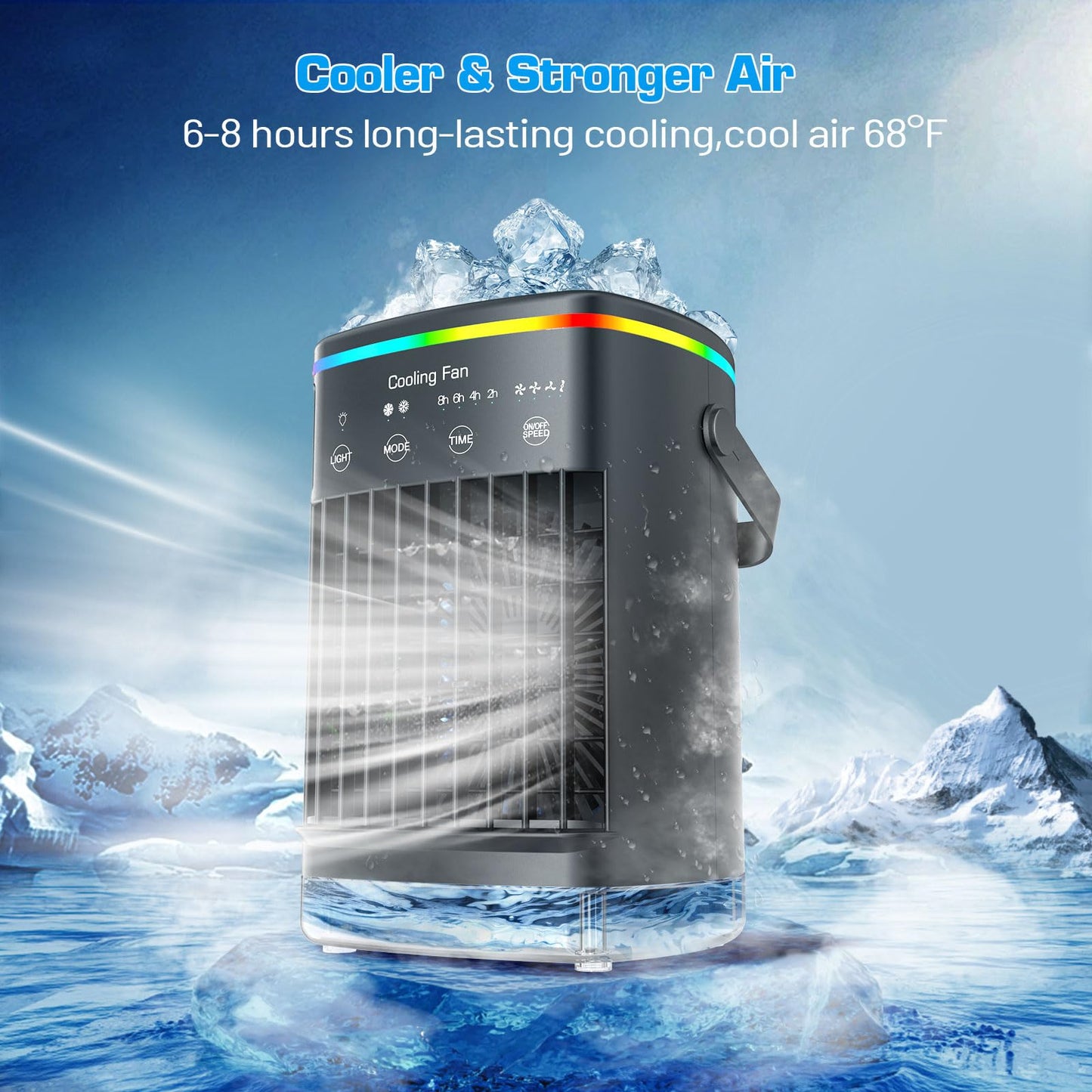 Portable Air Conditioners, Small Air Conditioner Portable, Personal Air Conditioner for Bedroom, Mini Evaporative Air Cooler 4 Speeds Misting Fan with 2-8H Timer for Room Office Desk, Black