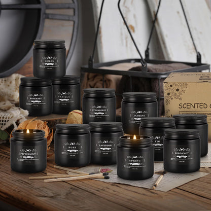 YOROXRG Scented Candles Gifts Set 12 Pack Soy Wax Travel Tin Jar Candles for Home 3.05 OZ for Mom for Christmas, Birthday, Thanksgiving, Mother's Day,Father'Day(Black)