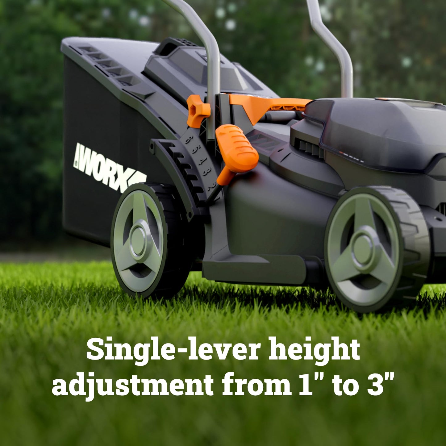WORX Cordless Lawn Mower, 14'' Electric Mower with Mulching & Bagging, 20V Push Lawn Mower with 6-Position Height Adjustment, 5.0 Ah Battery & Charger Included, WG733.1