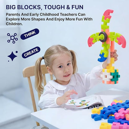 Interlocking Building Blocks for Kids Waffle-Style Construction Toy Set with Locking Storage Case Rainbow STEAM Educational Blocks for Toddlers &amp Children Ages 2-8 Creative Learning Gift