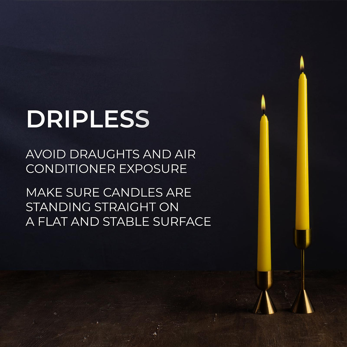CANDWAX 10 inch Yellow Taper Candles Set of 12 - Unscented Smokeless Dripless Yellow Candles - Perfect for Home Décor, Special Occasions and Ordinary Dinners - Easter Candlesticks